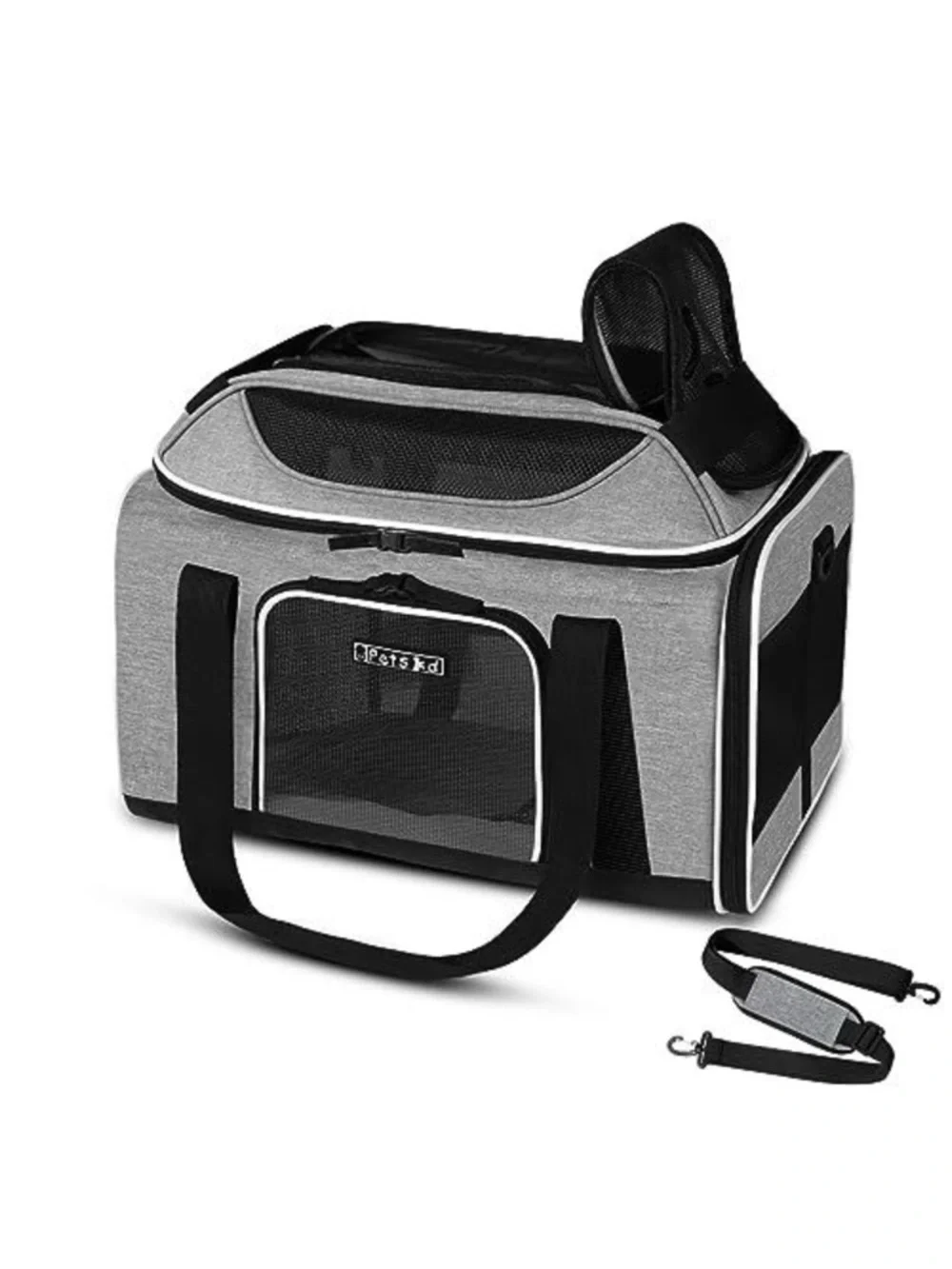Petskd Gray Top-Expandable Soft-Sided Pet Carrier for Small Cats and Dogs NEW
